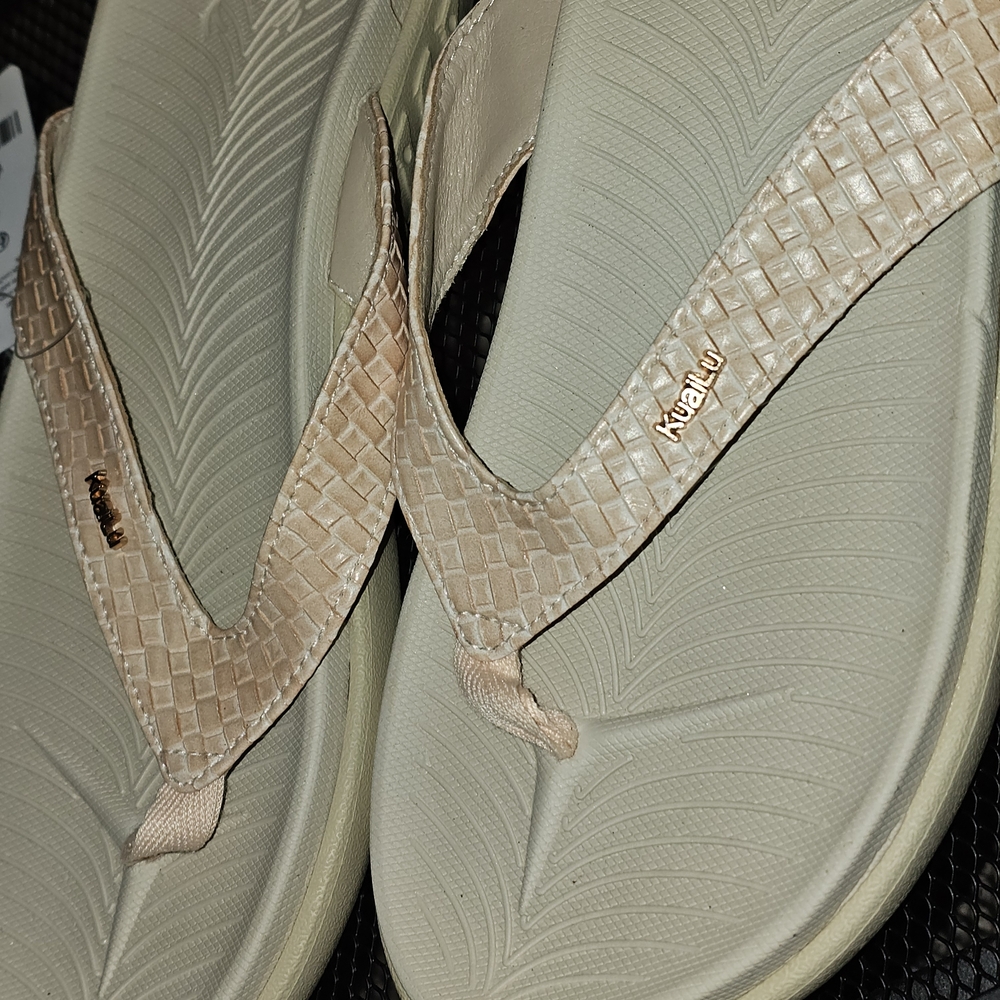 KuaiLu Yoga Mat Flip Flops Womens US 12 Tan Leather Walking Sandals KHD2764 NWT - Picture 6 of 15
